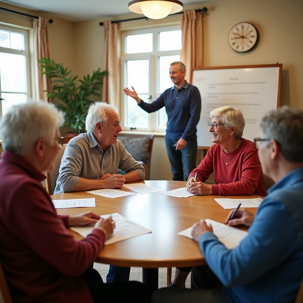 Small group workshop discussing how to recognize online scams